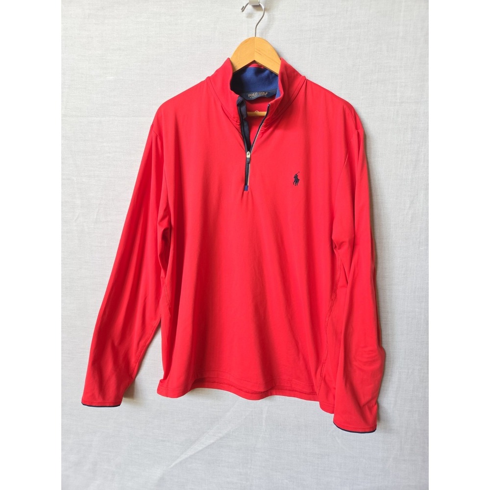 Polo Golf Ralph Lauren Pullover Mens Large 1/4 Zip Up Red Blue Lightweight - Picture 6 of 15